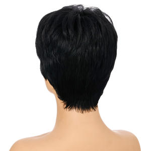 Pixie Cut Perruques Avec <span class=keywords><strong>Frange</strong></span> Bourgogne Couleur Perruques Mignon synthétique Court Rouge Layered Wavy Perruques Pour Les Femmes - Product Image 6