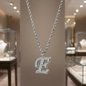 Collier Pendentif Lettre E en Argent avec Diamant de Laboratoire, Fermoir Rose, Chaîne, Bijou Personnalisé, Breloque Initiale, Mariage - Product Image 4