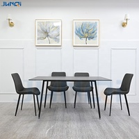 Mobilier de salle à manger nordique luxe métal design moderne restaurant plateau carré ensemble table et chaises en marbre 4 places salle à manger