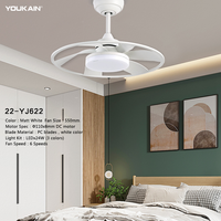 Ventilador de Techo LED de Lujo con Diseño Único, Motor de CC de Perfil Bajo para Dormitorio, Ventilador de Techo Encastrado Estilo Granja para Hoteles