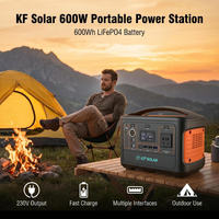 Station portable 600W avec batterie LiFePO4, onduleur à onde sinusoïdale pure MPPT 12V/24V, générateur solaire pour la maison, le camping en extérieur et l'utilisation en voiture