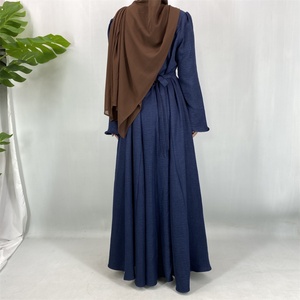 Nouvelle Robe Musulmane Printemps-Été 2026 pour Femme - Ceinture Intégrée, Jupe Longue Fluide, Robe Abaya Boutonnée sur le Devant (6910) - Product Image 5
