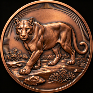 Pièce de monnaie commémorative en cuivre de haute qualité, design cougar, 1 <span class=keywords><strong>oz</strong></span>, ronde, embossée, artisanat exquis, objet de collection - Product Image 1