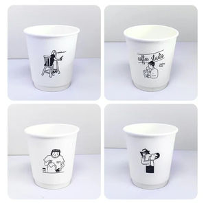 Gobelet en papier à café épaississant personnalisé de haute qualité boissons chaudes <span class=keywords><strong>anti</strong></span>-brûlure gobelets en papier jetables à café iodégradable avec couvercle - Product Image 4