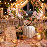 Branche de fleurs de cerisier artificielles en soie de haute qualité, blanches et roses, pour la décoration de mariage, les fêtes et les centres de table.