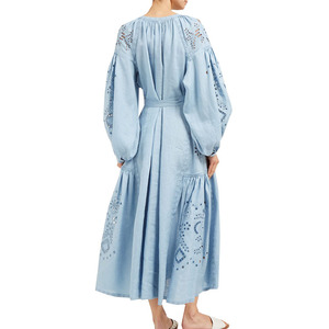Abito Lungo in Pizzo Ricamato con Maniche a Palloncino in Stile Boho Personalizzato per Donne Taglie Forti, <span class=keywords><strong>Abbigliamento</strong></span> Casual Comodo - Product Image 2
