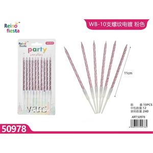 Candele a forma di bastone affusolato attorcigliate rosa fatte a mano 10-Pack Card per compleanno anno nuovo Ramadan uso da Bar decorazione per la casa per pasqua - Product Image 1