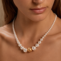 Collier de perles graduées en laiton plaqué or 18 carats brossé avec zircon cubique Mylove Custom Jewelry Luxe pour femmes, idéal pour les dîners d'anniversaire