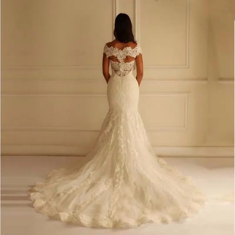 new fishtail strap lace large size lace wedding dress