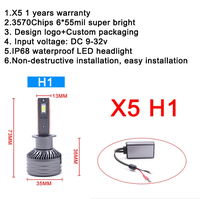 Phares LED FSYLX 100W 20000LM X5 H1 H3 H4 H7 H8 H10 H11 9005 9006 9012, ampoules de voiture pour A3, en aluminium aéronautique