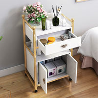 Chariot de Luxe en Métal Blanc Doré pour Salon de Coiffure, Esthétique, Manucure, Pédicure, Spa, avec Verrou