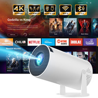 4K Full HD 1080P 180 °   Mini-projecteur rotatif avec WiFi6 double bande 2.4/5G pour Android OS 11.0 et Bluetooth 5.0, correction automatique de la distorsion trapézoïdale