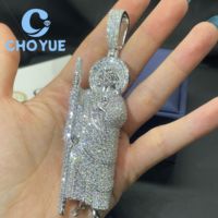 Pendentif San Judas Tadeo en argent sterling 925 de qualité supérieure, moissanite VVS, bijoux hip-hop, style glacé, unisexe, certificat GRA