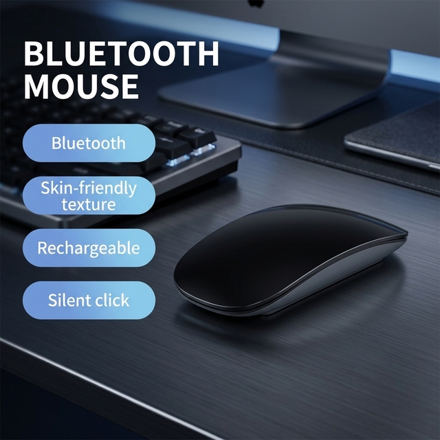 Gaming Mini BT Wireless Mouse Ultra Slim Magic Mute Sensitive Arc Touch Optical Rechargeable-in Stock Waterproof Ergonomic 2