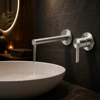 Robinet de lavabo mural en acier inoxydable SUS316 de qualité supérieure, 100% sans plomb, mitigeur d'eau chaude et froide encastré pour hôtel de luxe