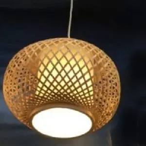 Lustre suspendu en rotin de forme ronde moderne fait à la main, abat-jour de lampe Led pour salle à manger, salon, hôtel, Restaurant