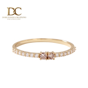 Bague de luxe tendance en or jaune massif 14 carats avec diamant de laboratoire et saphir Padparadscha pour bijoux fins sur mesure pour femmes - Product Image 2