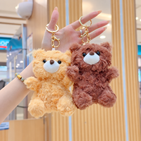 Mini porte-clés en peluche ours en fourrure 3D mignon, jouets en peluche Kawaii Anime en gros, breloque de sac à dos, pendentif de poupée
