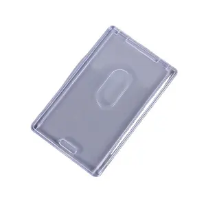 Porte-cartes d'identité en acrylique en plastique dur transparent avec badge rétractable