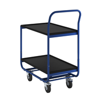 Chariot de table Chariot à outils 2 niveaux MDF 150kg Capacité de charge Chariot à plate-forme Chariot utilitaire pour camion à main