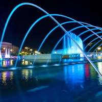 Fuente Saltarina, Fuente Iluminada de Acero Inoxidable de Estilo Moderno para Piscinas, Fuente Interactiva para el Suelo
