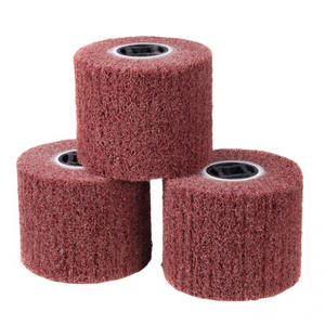 Roue de tréfilage en acier inoxydable de style européen, maille 60/grains 80, trou croisé rouge # Meule de polissage en nylon - Product Image 1