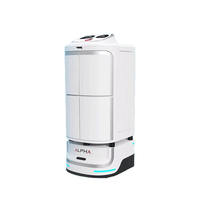 Robot de distribution intelligent avec navigation SLAM, 2 niveaux de plateaux, recharge automatique, batterie 20Ah, idéal pour accueillir les invités dans les hôtels, usines et hôpitaux