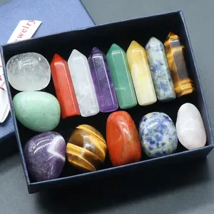 7 Chakra Stone Crystal With Box Healing Meditation Crystal gemstone Crafts Natural Stone Crystal seven Chakras Set