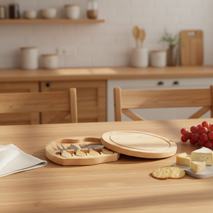 Ensemble de planches à découper avec rangement intégré pour outils, plateau de service rond, planche de préparation multifonctionnelle pour la cuisine à domicile - Product Image 2