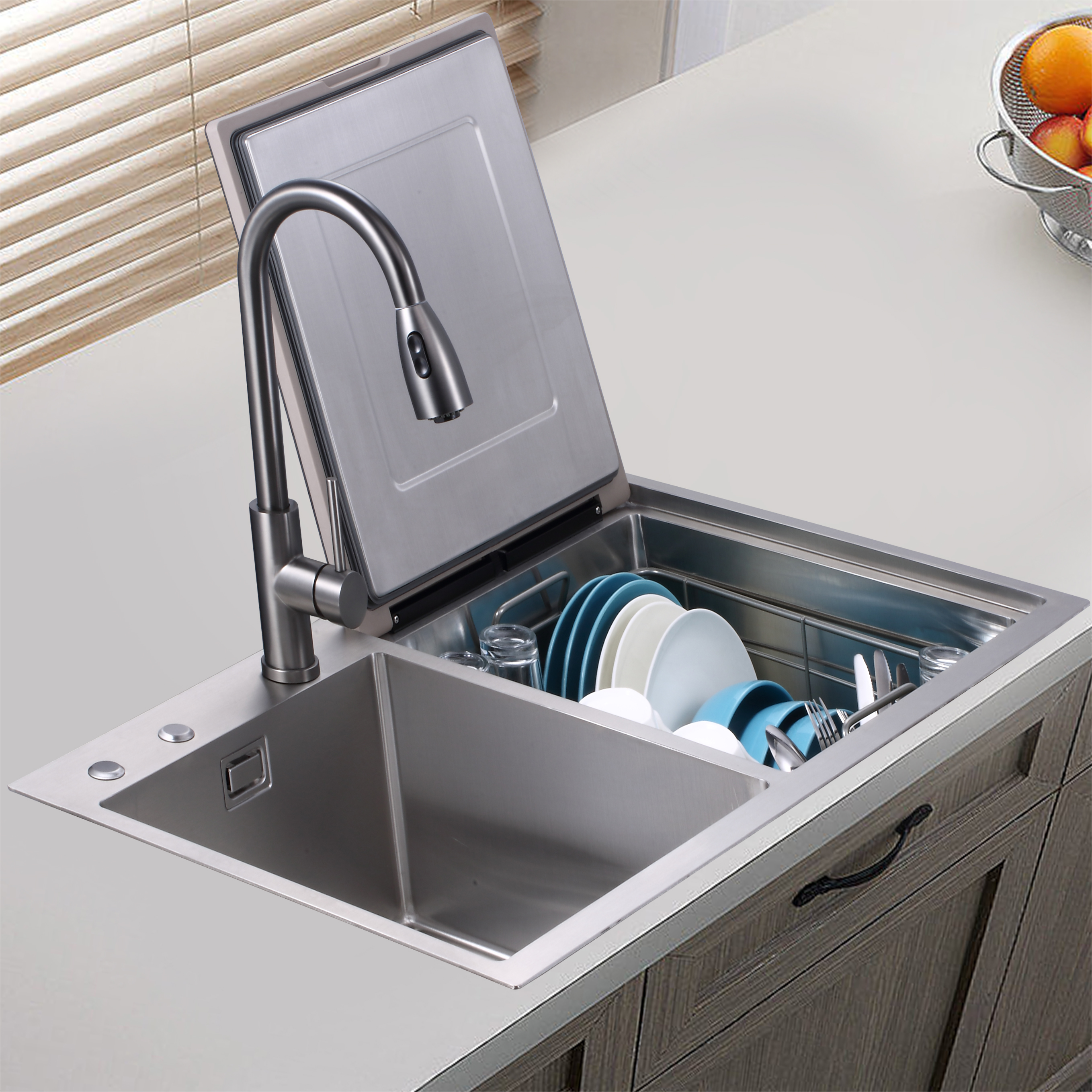 2025 Trend Intelligent Dishwasher Machine Fregaderos De Cocina Smart Sink Kitchen Storage Dish Washer Ultrasonic Washing Machine