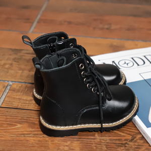 Bottes pour bébé de haute qualité, style britannique, couleur noire, fermeture éclair latérale, lacets, chaussures pour enfants, été, automne, hiver, bottes pour bébé - Product Image 4