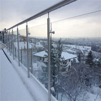 Poteau en aluminium robuste pour système de balustrade en verre trempé de 10-12 mm, finition thermolaquée pour terrasse et patio