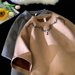 Tùy chỉnh thực hiện unisex TEE Áo sơ mi 100% cotton thoải mái thoáng khí quá khổ phù hợp với 300 gram trọng lượng vải in kỹ thuật số với logo - Product Image 2