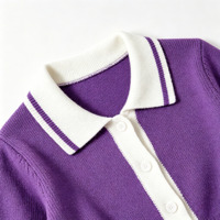 OEM ODM Personnalisé, robe en tricot pour femmes, tissu tricoté de haute qualité, col polo, jacquard et maille