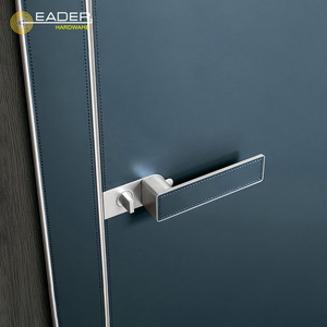Poignée de porte d'hôtel moderne avec option d'incrustation en bois/cuir/cuir de <span class=keywords><strong>vachette</strong></span>, serrure de porte silencieuse à absorption magnétique - Product Image 2