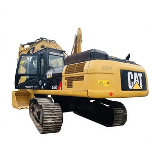 รถขุดตีนตะขาบ Caterpillar รุ่น 345D สีเหลือง น้ำหนัก 45 ตัน เครื่องยนต์ดีเซล Hitachi ห้องโดยสารแบบปิด ระบบไฮดรอลิก ENERPAC/Kawasaki - Product Image 1