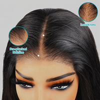 Peluca de Cabello Humano Largo y Liso, Pelucas de Cabello Humano Peruano Virgen, Peluca Frontal de Encaje HD 13x6, Peluca Larga de Cabello Humano