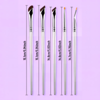 Ensemble professionnel de 5 pinceaux de maquillage multifonctionnels en poils synthétiques, incluant un pinceau triangulaire coudé pour le nez et le contour, idéal pour le visage et les yeux, format voyage.