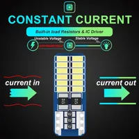 Ampoule LED automobile T10 Canbus 3014 24SMD 194 162 W5W 6000K Blanc Glace Bleu DC 12V 200lm pour plaque d'immatriculation et éclairage intérieur de voiture