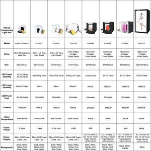 Studio <span class=keywords><strong>photo</strong></span> portable pliable PULUZ 20 cm 5500LM avec 20 LED et 6 fonds, alimenté par USB pour la photographie de petits produits - Product Image 6