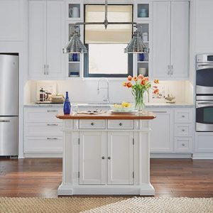 Americana Kitchen Island Với Nắp Gỗ Và Quầy Bar Cho Bữa Sáng Dạng Lá Thả, Tủ Đựng Đồ Có Ngăn Kéo Và Kệ Điều Chỉnh Được - Product Image 6