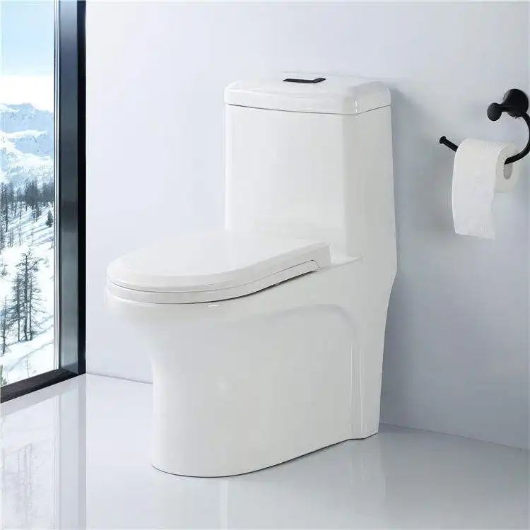 Salle de bains au sol blanche au design moderne Toilette monobloc Toilettes en céramique