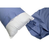 Parure de lit 4 pièces en polyester/coton, 143 fils, bleu clair uni, drap plat, pour la décoration de la maison, de l'hôtel et de l'appartement