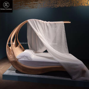 Meubles de chambre à coucher en bois fabriqués à la main haut de gamme Nature Original Bed Villa Luxury Romantic Gorgeous Elegant Curvy Art Deco Beds - Product Image 6
