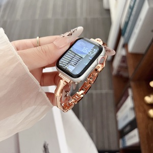 Pulsera de cadena de diamante de metal y bambú para <span class=keywords><strong>Apple</strong></span> <span class=keywords><strong>Watch</strong></span>, correas de reloj de 46mm y 49mm para IWatch Series 10 9 Ultra2 - Product Image 3