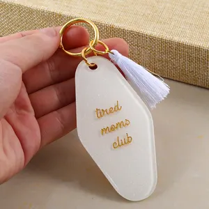 Personalized White Acrylic Glitter Keychain Engraved Keychain Accessories