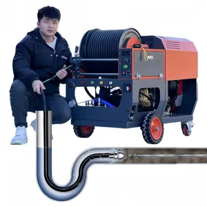 The Amjet dual cylinder gasoline sewer dredging machine is suitable for 75-600mm pipelines