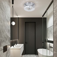 Plafonnier moderne en acier inoxydable et cristal, petit luminaire rond pour entrée, couloir, hall