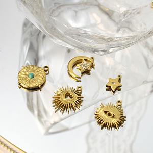 European American Style Stainless Steel 18k Gold Plated <b>Charms</b> Star <b>Moon</b> Sun Pendant Jewelry DIY Accessory - Product Image 1