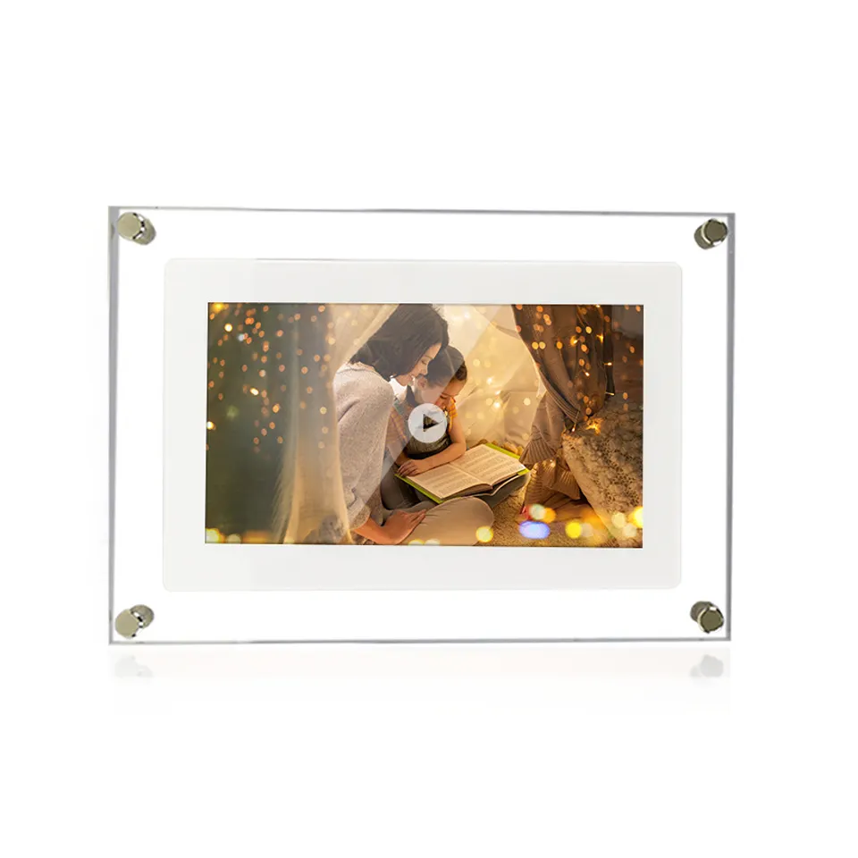 Cadre photo numérique en acrylique de 7 pouces, IPS LCD, écran Transparent, NFT, cadre photo d'art numérique, vente en gros